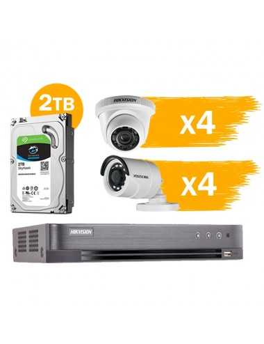 Kit Dvr Hikvision 16ch Con 8 Camaras+ Hdd 2tb Skyhawk