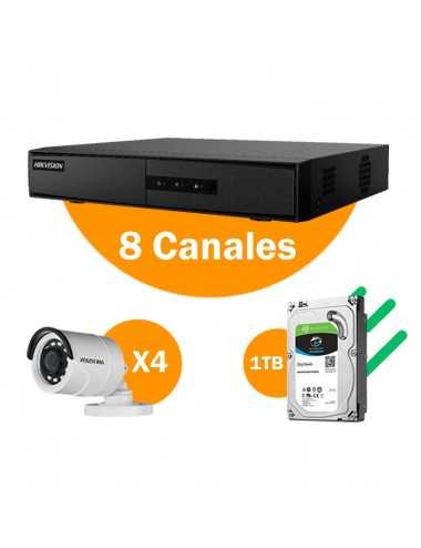 Kit Dvr Hikvision 8ch Con 4 Camaras +  Hdd 1tb Skyhawk