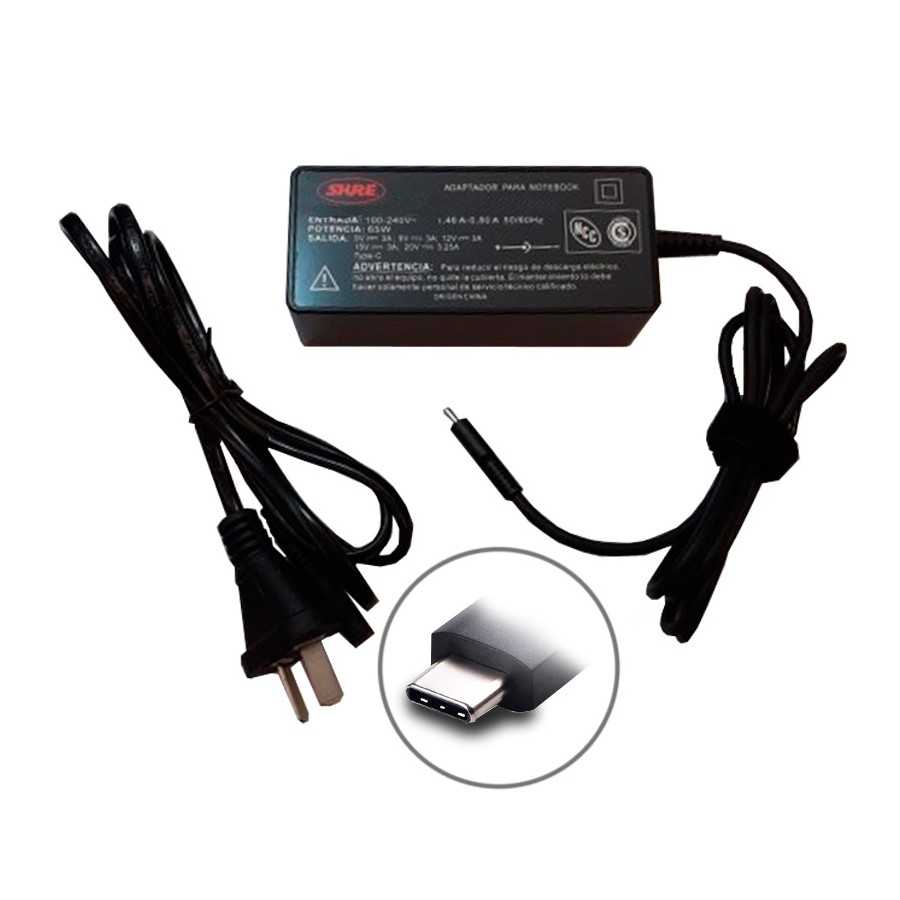 Cargador Notebook Shure Sh-cnf45w-2 Type C 45w 20v