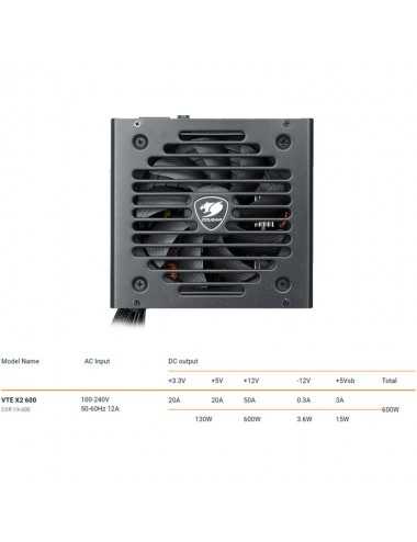 Fuente Atx Cougar Vte X2 600 (cgr Vx-600) 80p Bronce