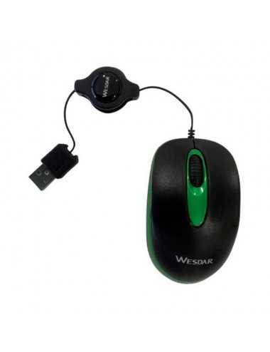 Mouse Mini Wesdar X25 Black Green Usb