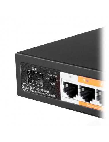 Switch 4 Puertos Glc Gc106-58w Poe Giga + 1p Rj45 Giga + 1p Sfp