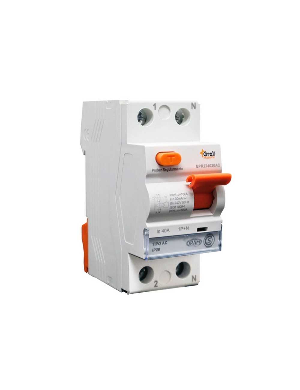 Disyuntor 40a Gralf Epr24030ac 1p+n 40a 30ma
