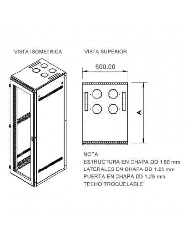 Rack 40u-1000 Glc Glc-rackp-40u1000server C/puerta Del/ Tras Microperforada