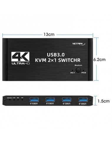 Switch Kvm Netmak 2 Puertos Usb 4k Nm-kvm2