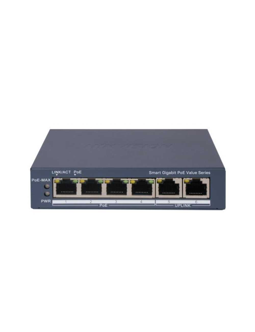 Switch 4 Puertos Hikvision Ds-3e1506p-ei/m Poe Admin +2 Rj45 45w Giga (pc)
