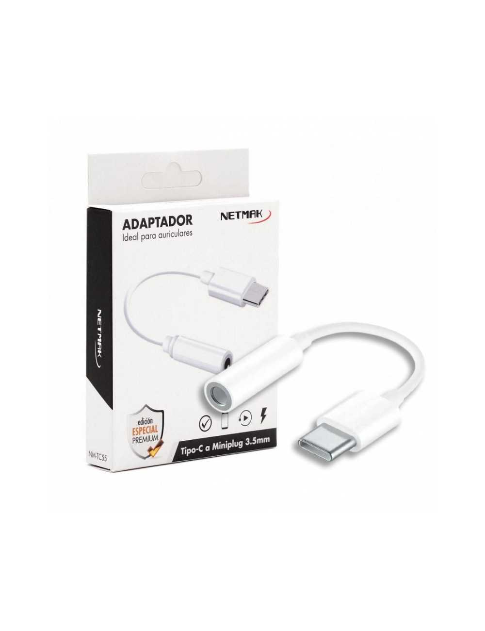 Adaptador Usb Netmak Nm-tc55 Tipo C A Audio Miniplug 3.5 10 Cm
