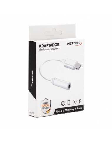 Adaptador Usb Netmak Nm-tc55 Tipo C A Audio Miniplug 3.5 10 Cm