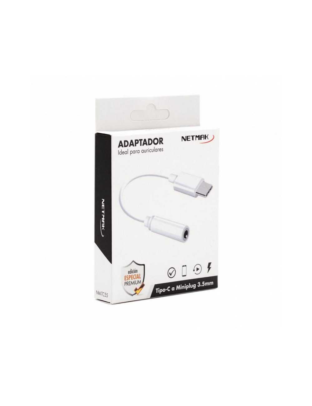 Adaptador Usb Netmak Nm-tc55 Tipo C A Audio Miniplug 3.5 10 Cm