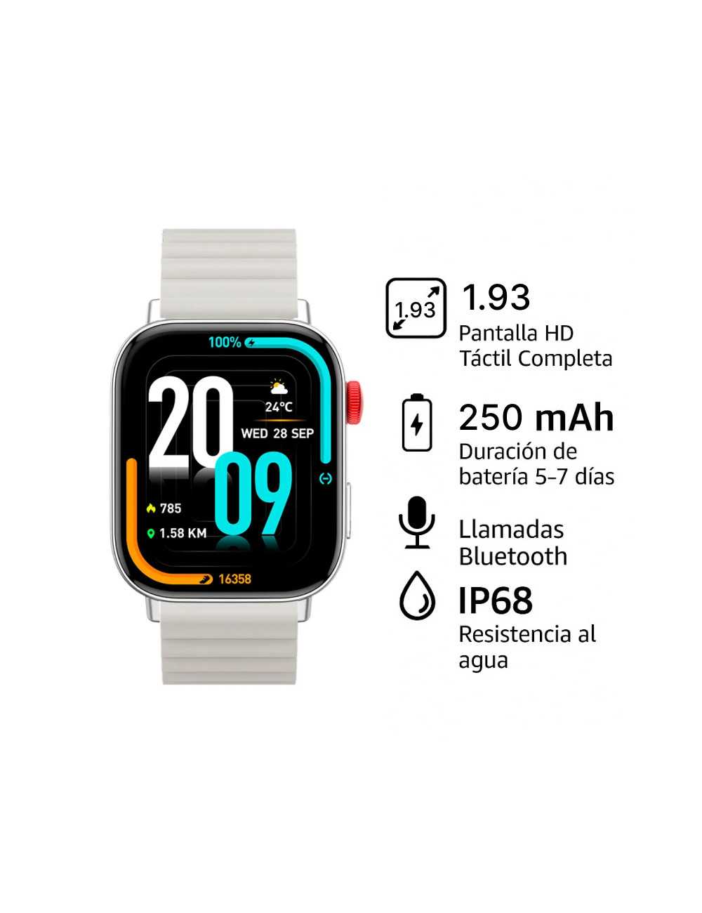 Smartwatch Colmi C8max Silver Silicona Magnetico
