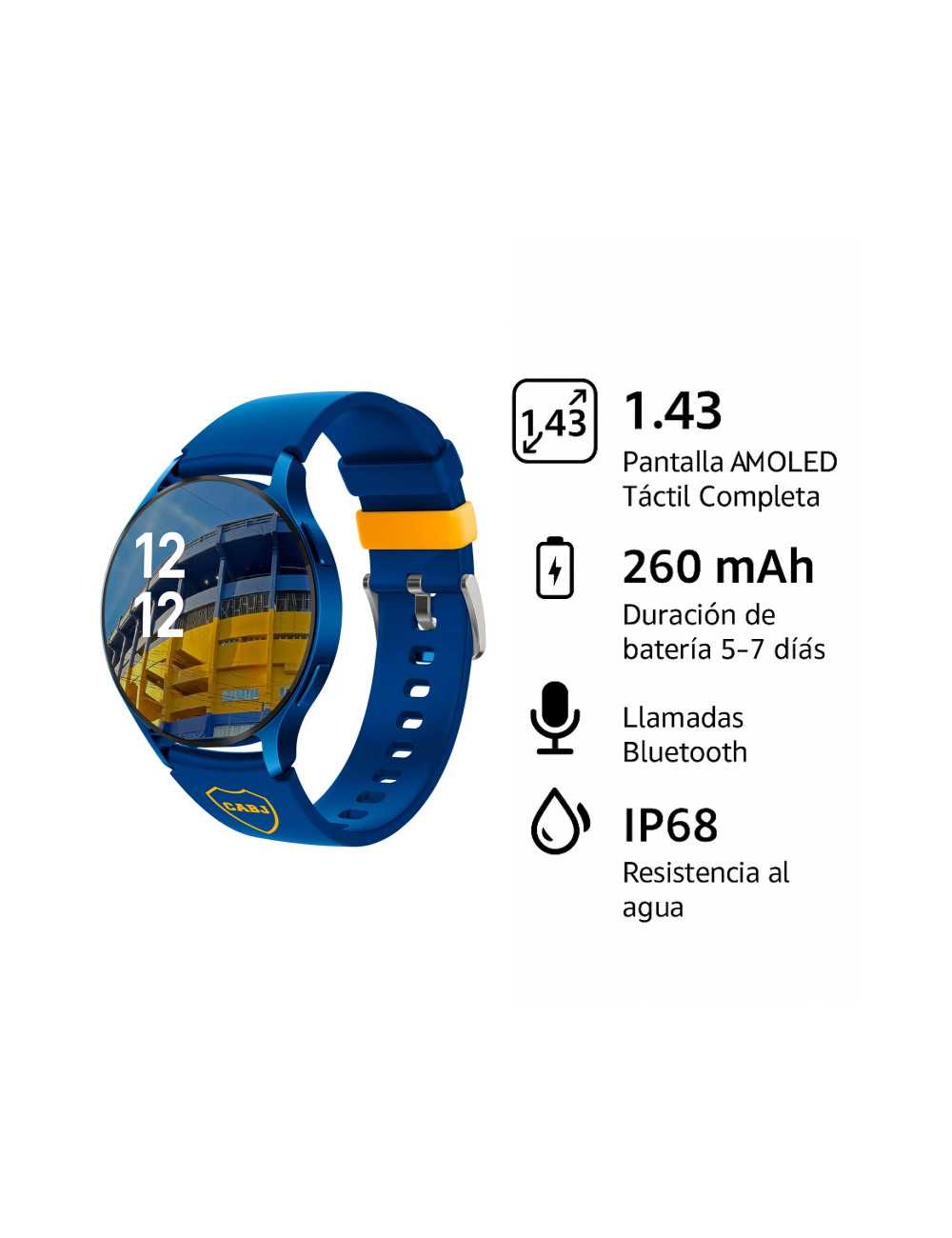 Smartwatch Colmi I28 Ultra Black Silicona Boca Juniors Blue