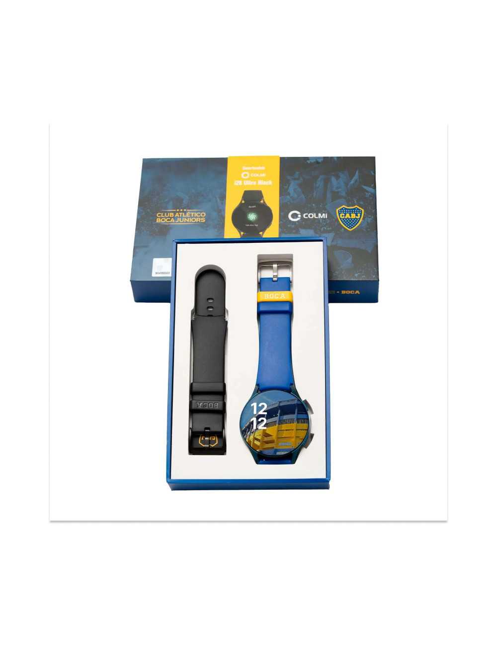 Smartwatch Colmi I28 Ultra Black Silicona Boca Juniors Blue