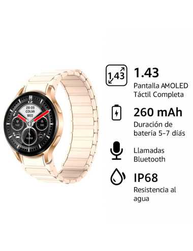 Smartwatch Colmi I28 Ultra Model Gold Beige Silicona Magnetico