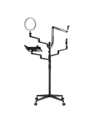 Soporte Streaming Redragon Rdst11-2 Stellar Con Pie Y Ruedas - Aro De Luz - Soporte Notebook