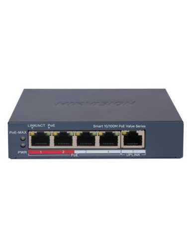 Switch 4 Puertos Hikvision Ds-3e1105p-ei/m V2 Smart Poe 4p + 1p Rj45 45w