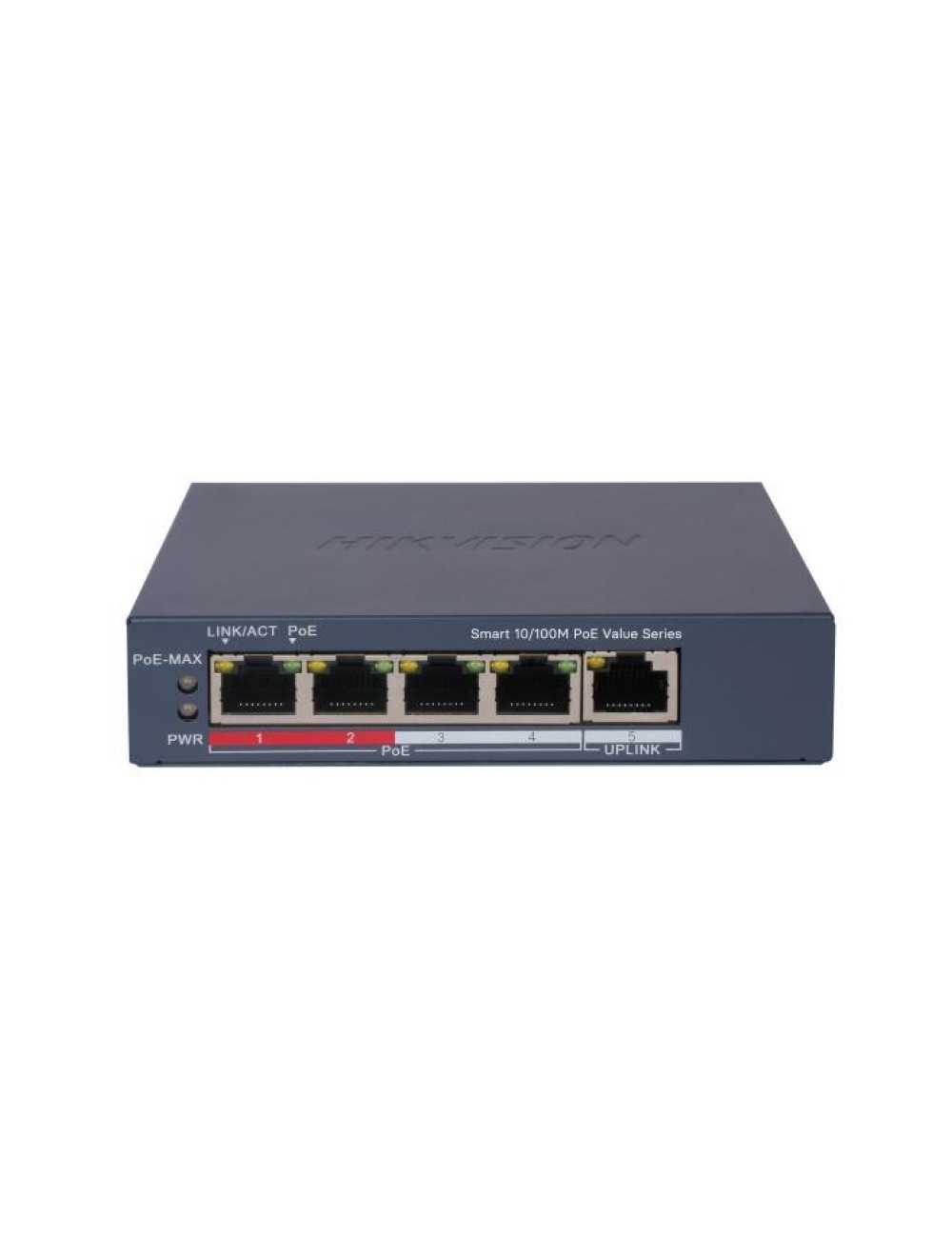 Switch 4 Puertos Hikvision Ds-3e1105p-ei/m V2 Smart Poe 4p + 1p Rj45 45w