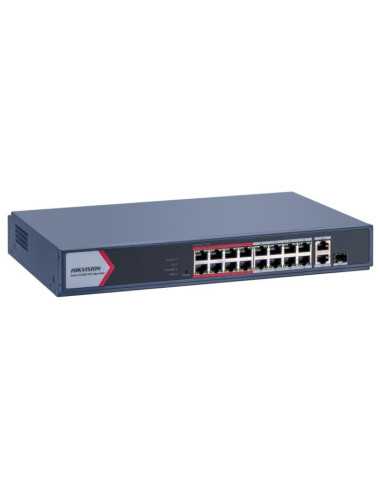 Switch 16 Puertos Hikvision Ds-3e1318p-ei/m Smart Poe 16p+ 2rj45 Giga + 1 Sfp 130w
