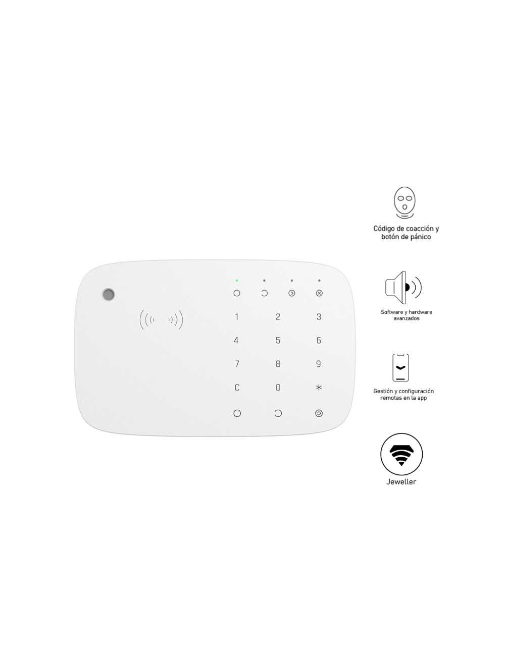 Teclado Tactil Inalambrico Ajax Con Sirena Keypadcombiw Blanco