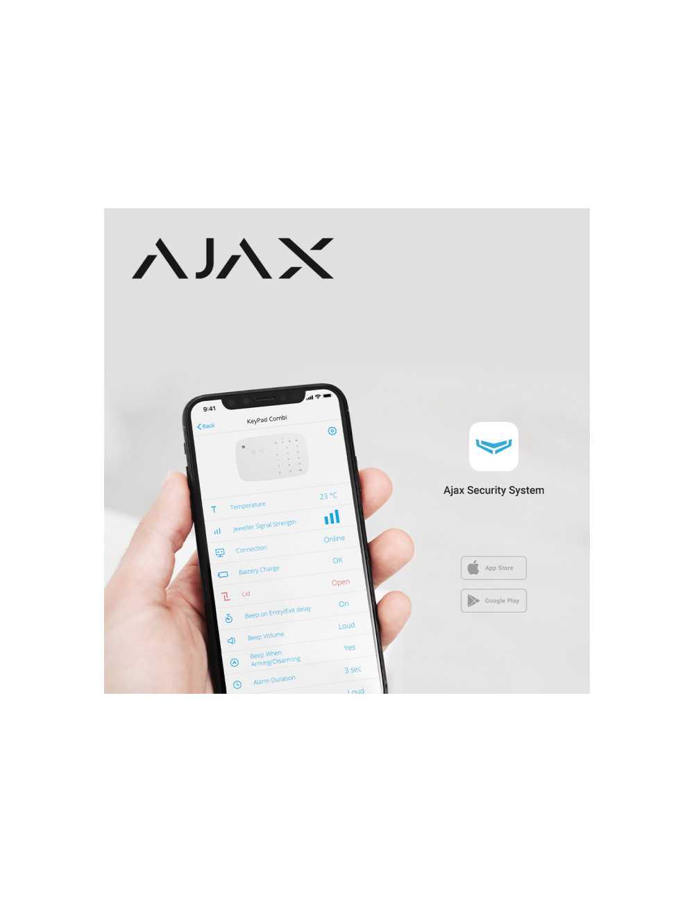 Teclado Tactil Inalambrico Ajax Con Sirena Keypadcombiw Blanco