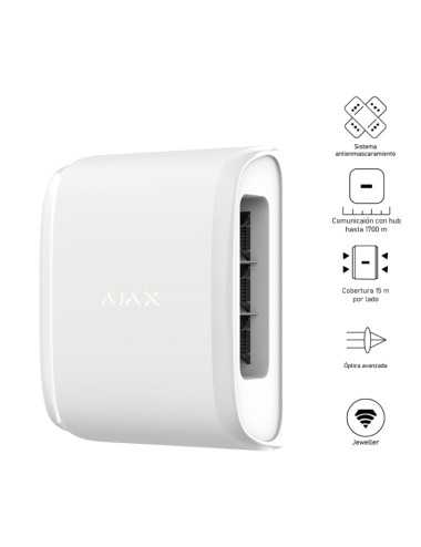 Detector De Movimiento Ajax Dualcurtainoutdoorw De Cortina Bidireccional Blanco