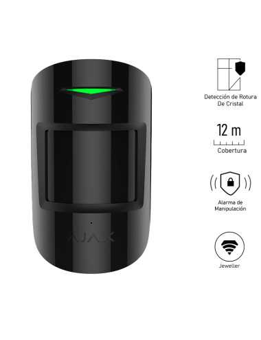 Detector De Movimiento Y Rotura De Cristales Ajax Combiprotectb Negro