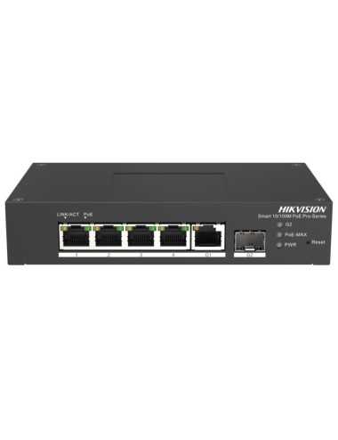 Switch 4 Puertos Hikvision Ds-3t1306p-si/hs Smart 4 Puertos Poe 65w