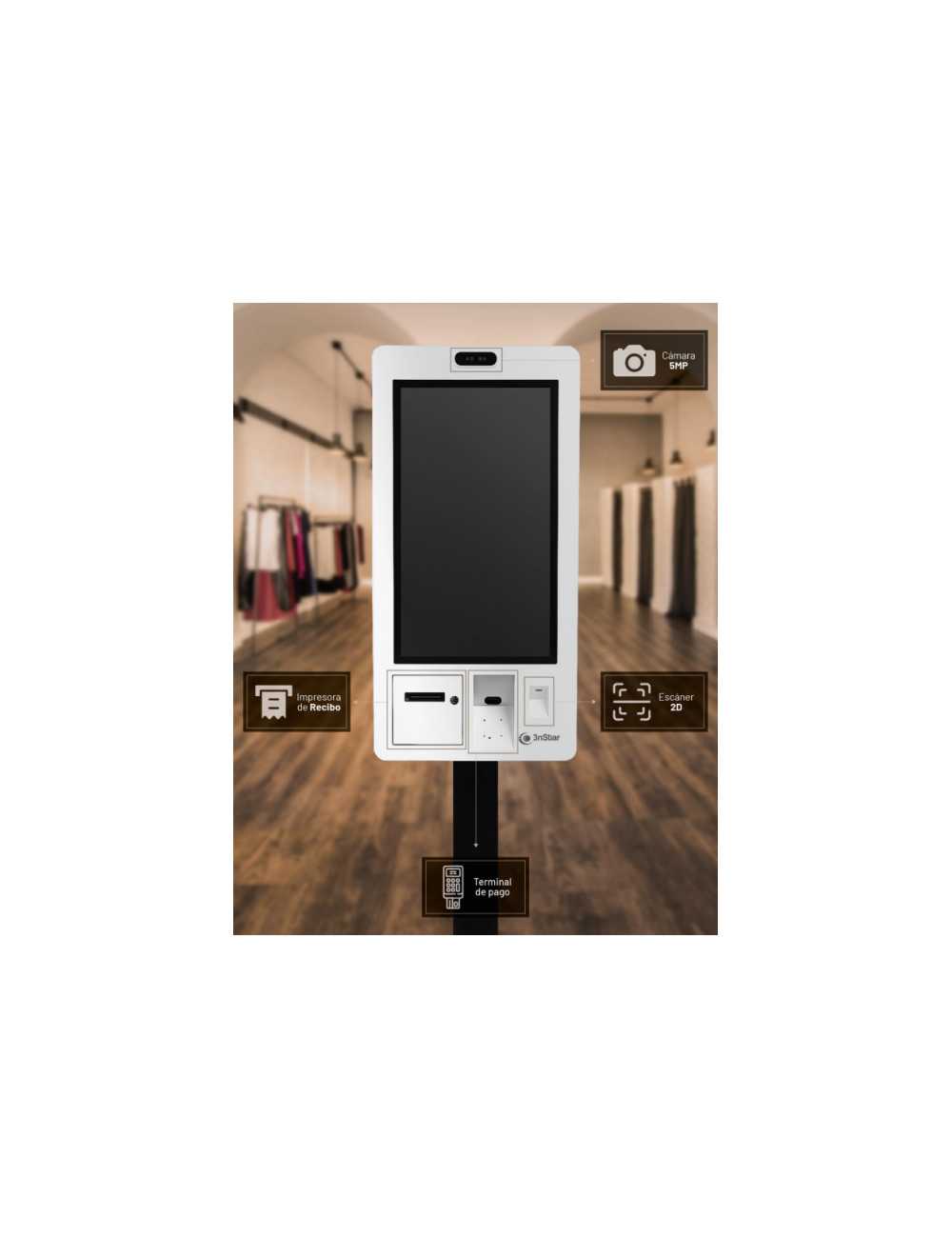 Kiosko 24" 3nstar  K724-10w-8240-ps Pantalla Tactil Intel N97-8gb-ssd250-win11-wifi -scan 2d - Impresora 80mm