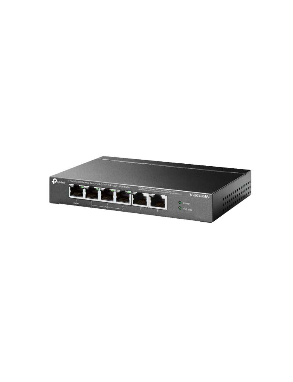 Switch 6 Puertos Tp-link Tl-sg1006pp Con Poe+ 3p Y Poe++ No Administrable 10/100/1000 Mbps